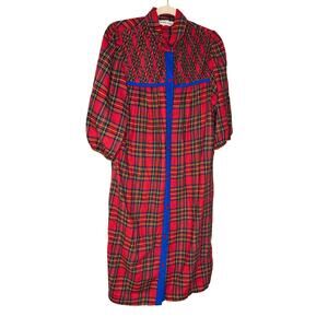 Vintage Models Coat red and blue checkered house coat